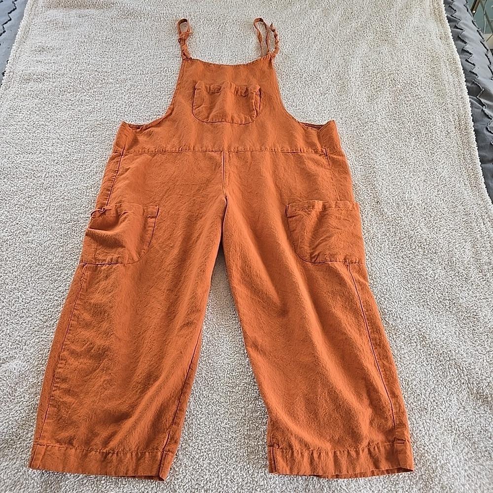 Lakhays Romper Easy‎ Slouchy Hemp Viscose Cotton Blend Clay Color Sz M/L Cropped